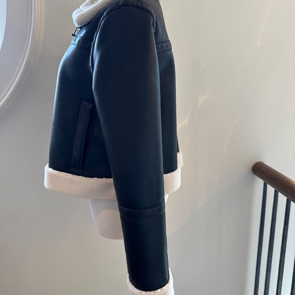 Stand Studio Cropped Black Lorelle Faux Shearling & Leather Jacket/ SMALL/*MINT - Picture 6 of 16
